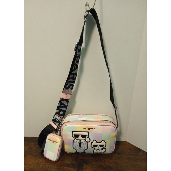 Karl Lagerfeld Paris Maybelle NWT Multicolor Crossbody W/Coin Pouch - Picture 2 of 8